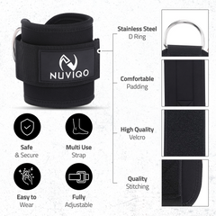 Adjustable padded ankle straps for secure and comfortable lower body cable machine workouts