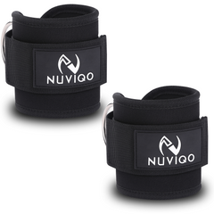 Nuviqo Padded Black Ankle Straps For Cable Machine Attachment 