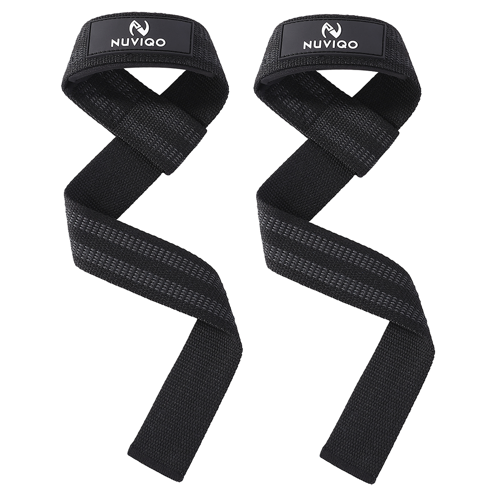 Nuviqo Fitness Black Cotton Weight Lifting Straps For Dead Lifters 