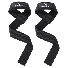 Nuviqo Fitness Black Cotton Weight Lifting Straps For Dead Lifters 