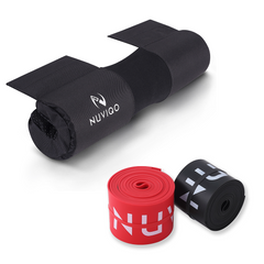 Nuviqo Fitness Black Fabric Barbell Pad For Squats And Floss Bands For Pre Workout Warm up 